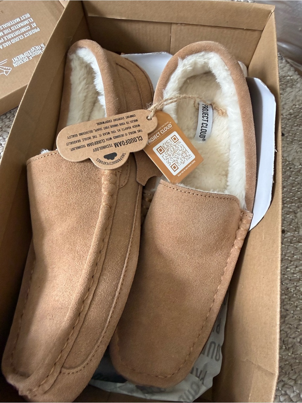 Project Cloud Men's Tan Suede Slip-On Slippers